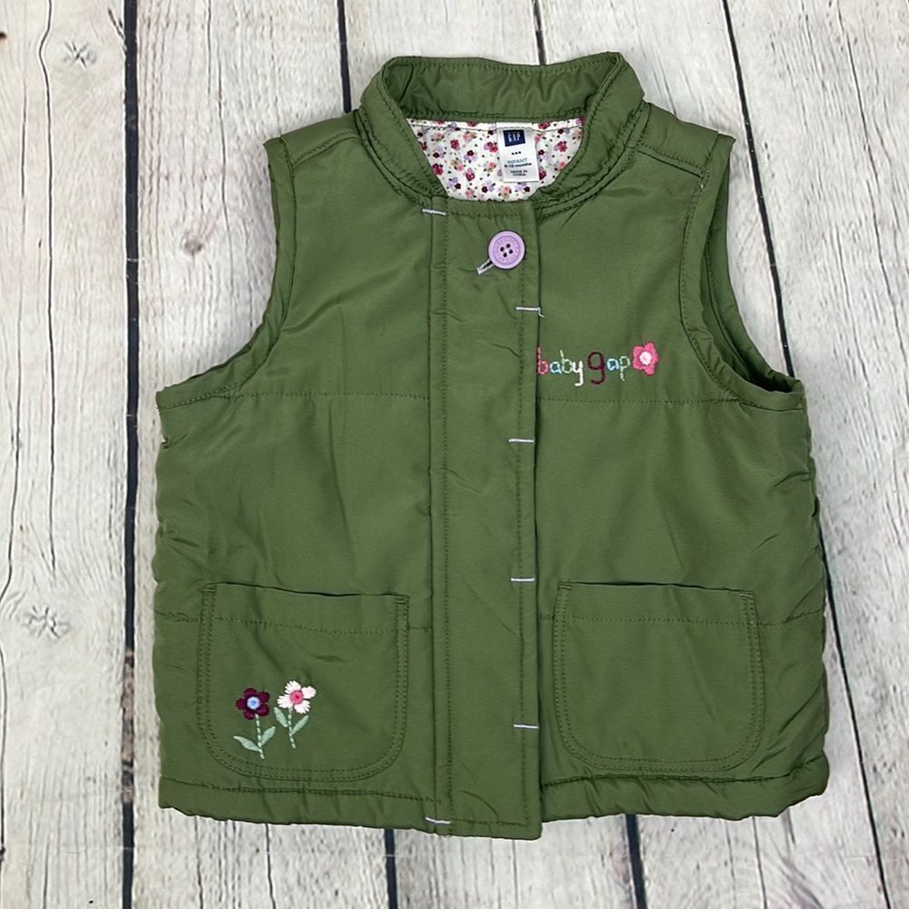 Baby Gap Green Floral Vest 6-12 Months